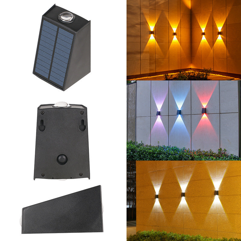 Modern Minimalist Solar Wasserdicht Trapezförmiges Rechteck ABS PVC LED Außen Wandleuchte Lampe Für Garten