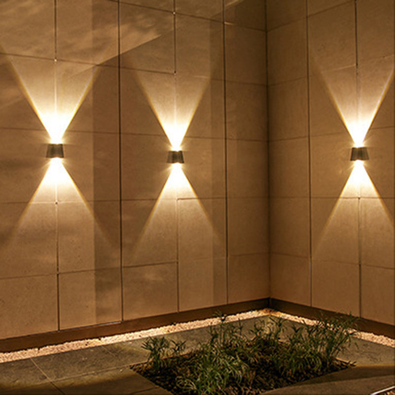Modern Minimalist Solar Wasserdicht Trapezförmiges Rechteck ABS PVC LED Außen Wandleuchte Lampe Für Garten