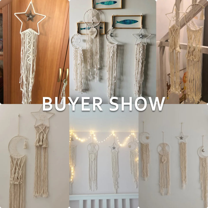 2+1 gratis! Makramee-Mond-Dekoration – Traumfänger im Boho-Stil für Ihre Wand - makramee