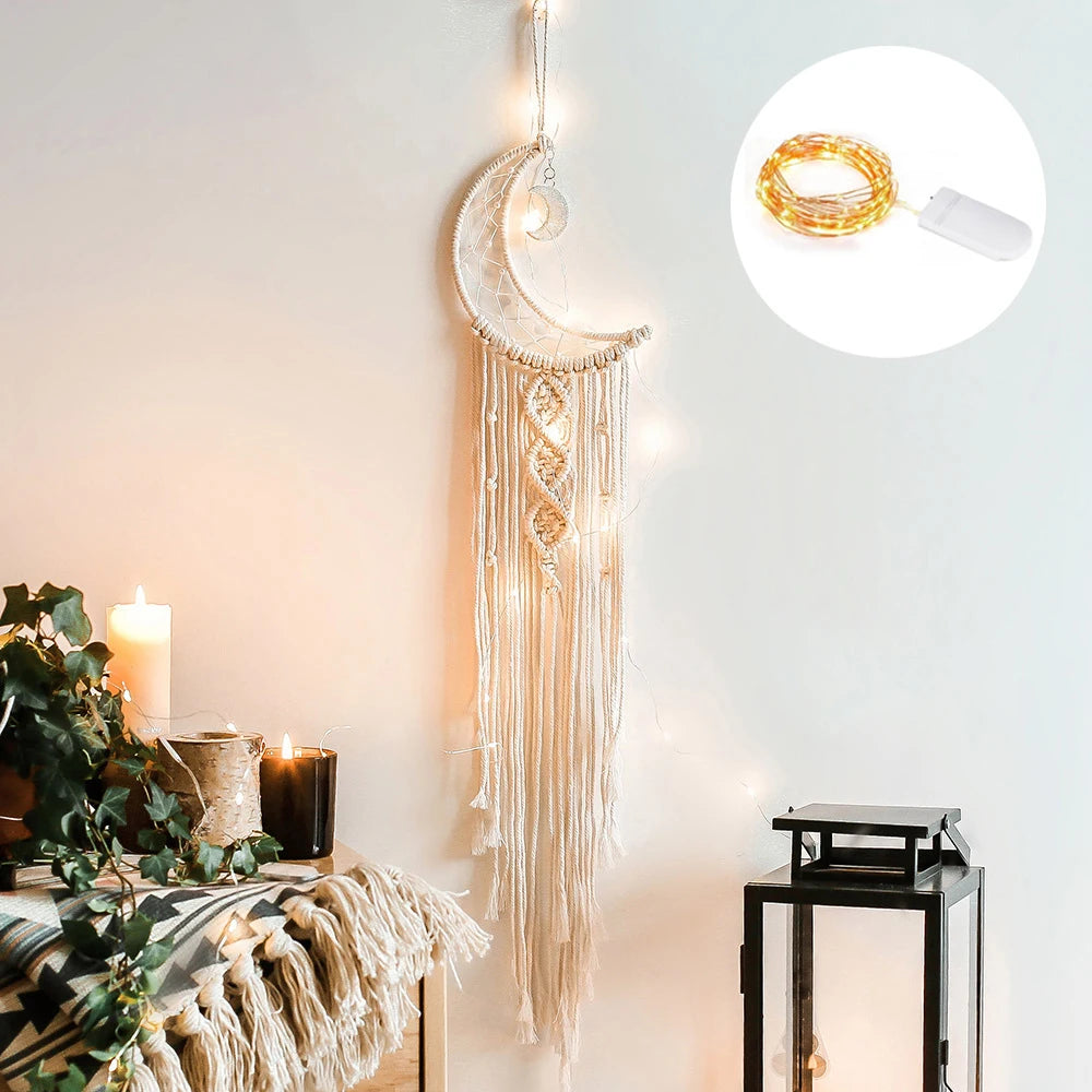 2+1 gratis! Makramee-Mond-Dekoration – Traumfänger im Boho-Stil für Ihre Wand - makramee