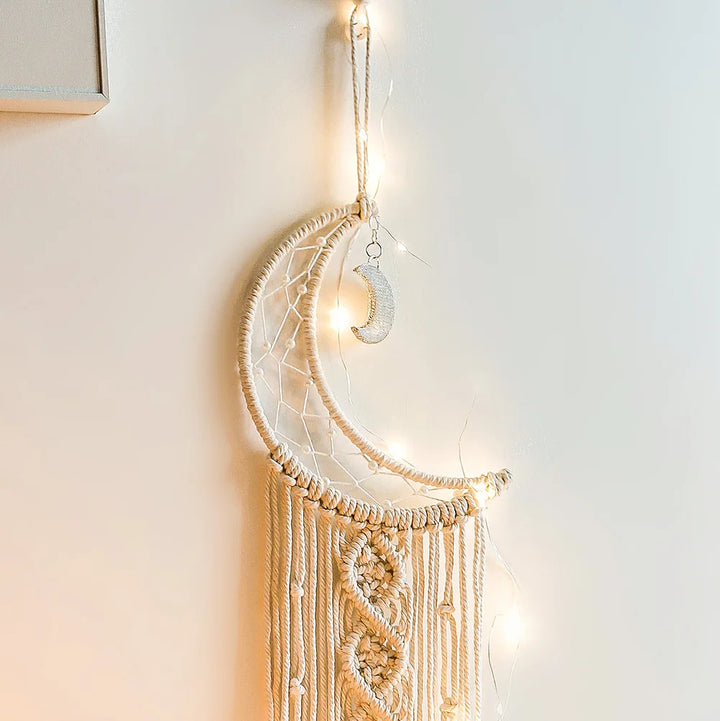 2+1 gratis! Makramee-Mond-Dekoration – Traumfänger im Boho-Stil für Ihre Wand - makramee