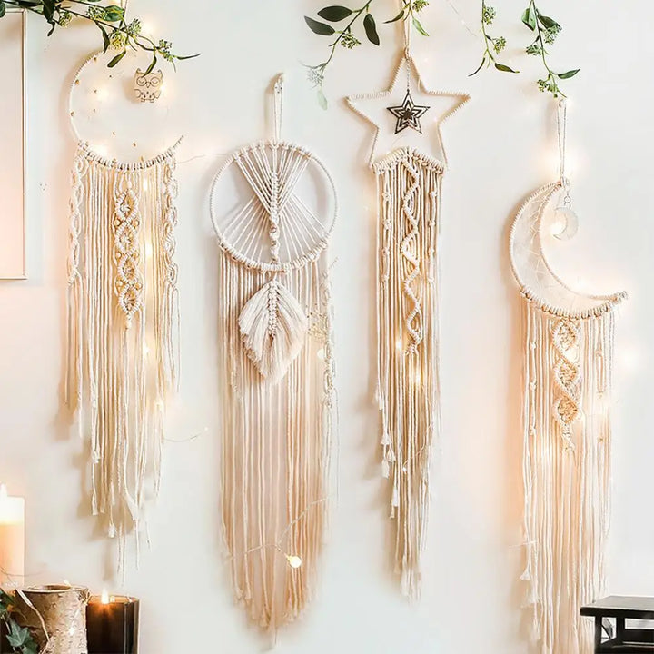 2+1 gratis! Makramee-Mond-Dekoration – Traumfänger im Boho-Stil für Ihre Wand - makramee