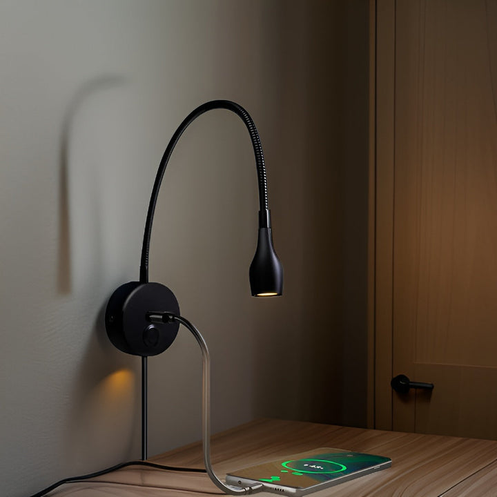 TouchGlow - 2-in-1-Schwanenhals-Wandleuchte mit USB-Ladegerät für gemütliche Leseabende
