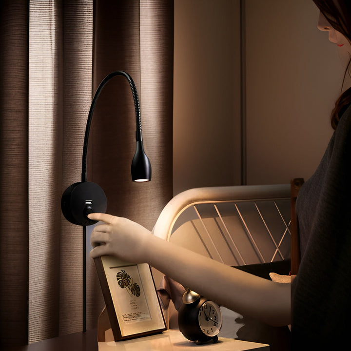 TouchGlow - 2-in-1-Schwanenhals-Wandleuchte mit USB-Ladegerät für gemütliche Leseabende
