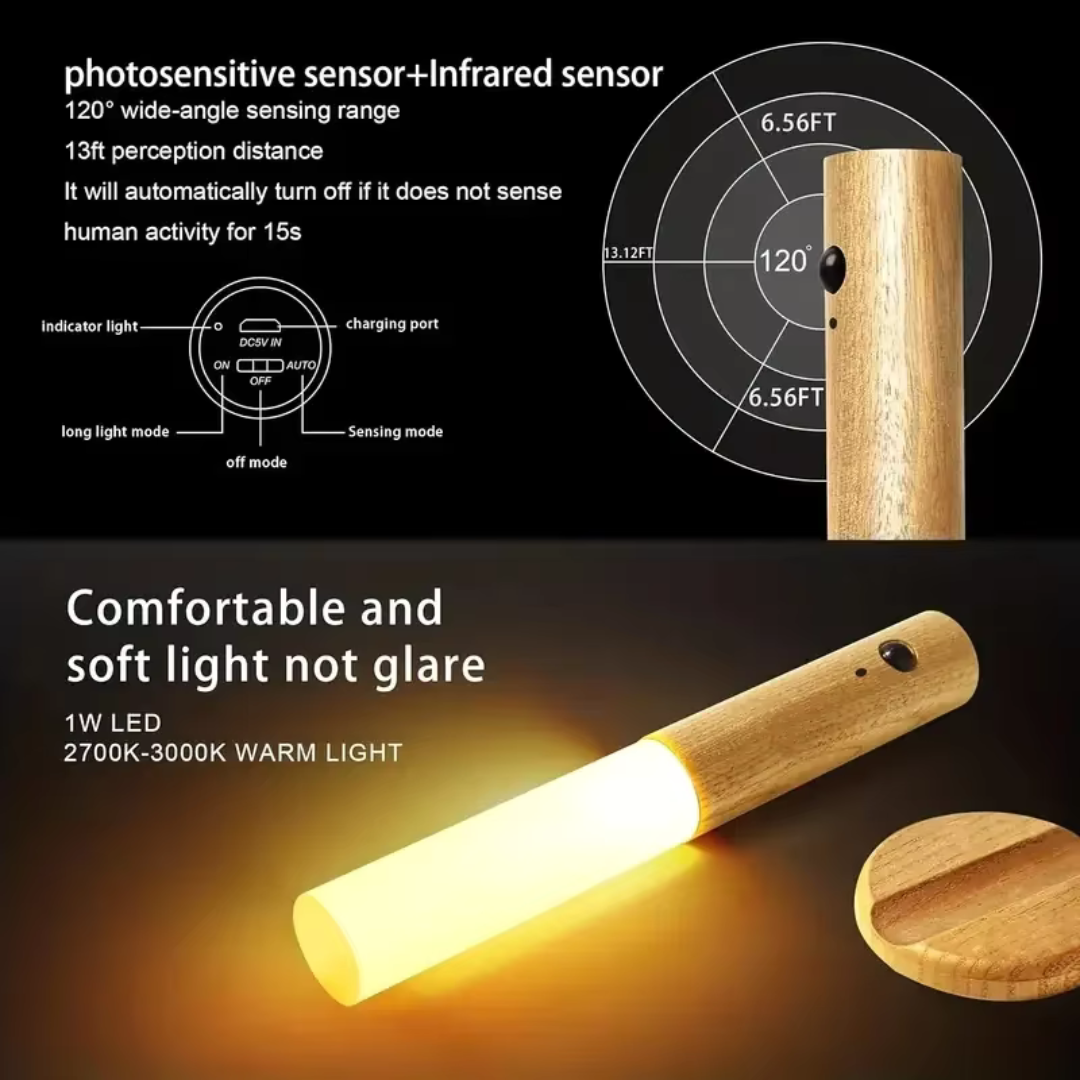Luxuriöse kabellose Holzlampe – bis zu 100 Stunden Licht