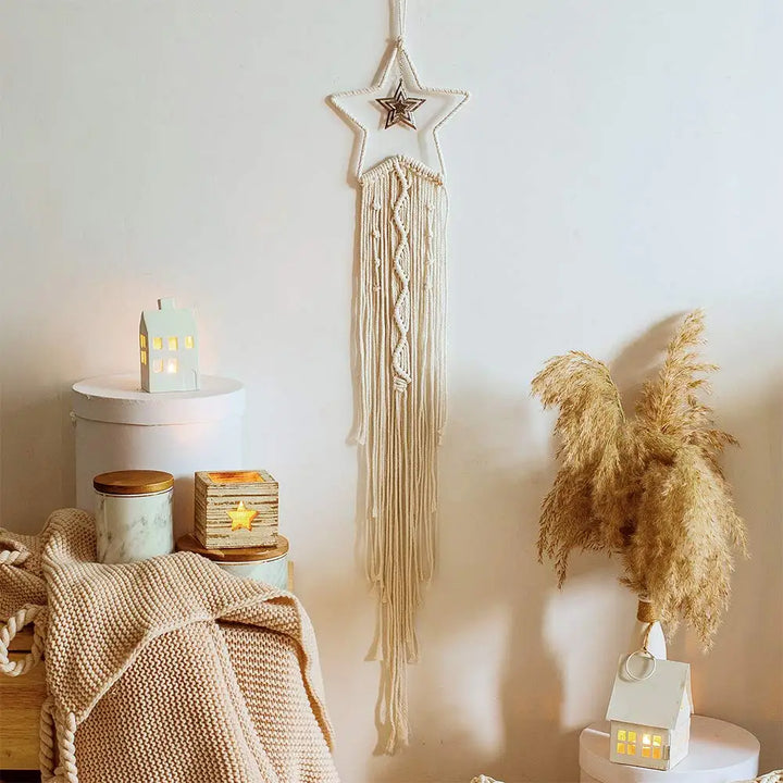 2+1 gratis! Makramee-Mond-Dekoration – Traumfänger im Boho-Stil für Ihre Wand - makramee
