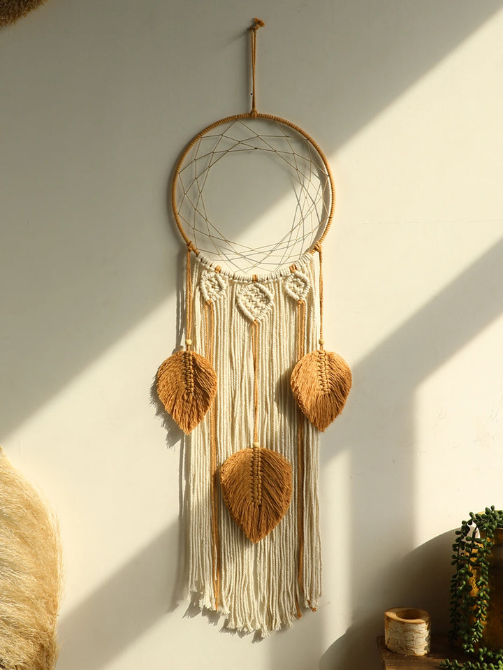 2+1 gratis! Makramee-Wandkunst mit hängenden Blättern – Boho-Dekoration für Ihr Zuhause - makramee