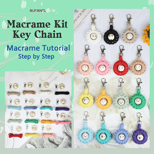 2+1 gratis! Makramee schlüsselanhänger DIY-Set – Schlüsselanhänger selbst gestalten mit einfacher Anleitung - makramee anleitung - makramee schlüsselanhänger