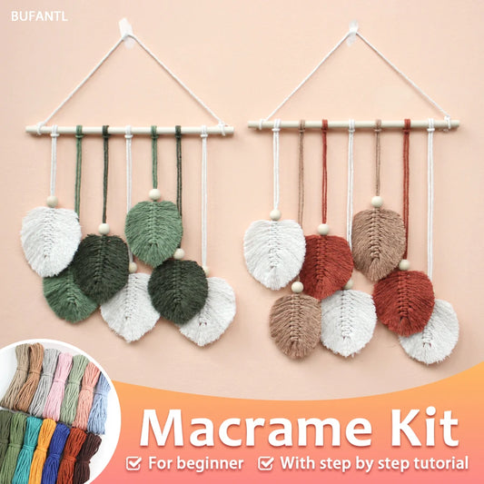 2+1 gratis! Makramee-Kit mit Anleitung – Wandkunst mit Blättern für DIY-Liebhaber - makramee - makramee anleitung
