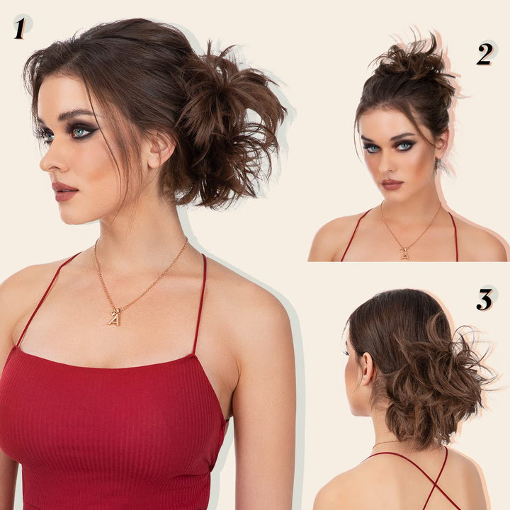 1+1 GRATIS | Unordentlicher Dutt Haarteil Seitenkamm Clip in Haar Dutt