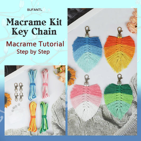 2+1 gratis! Makramee DIY-Set – Schlüsselanhänger im Blattdesign zum Selbermachen - makramee anleitung - makramee schlüsselanhänger