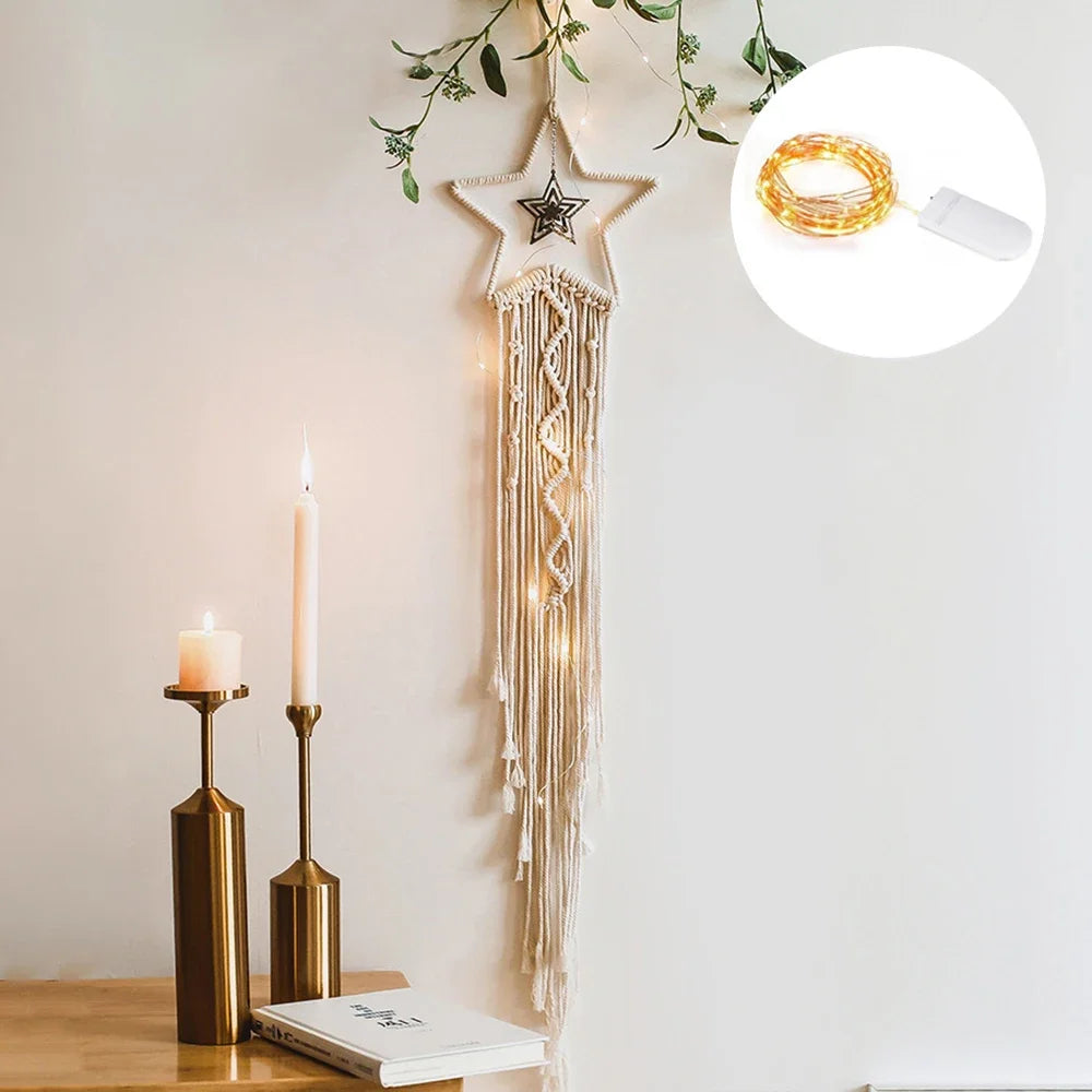 2+1 gratis! Makramee-Mond-Dekoration – Traumfänger im Boho-Stil für Ihre Wand - makramee
