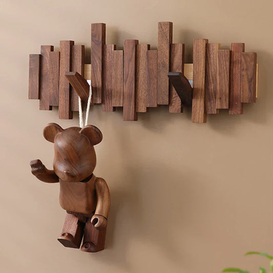 Garderobe aus Walnussholz – Wandgarderobe mit magnetischer Faltfunktion