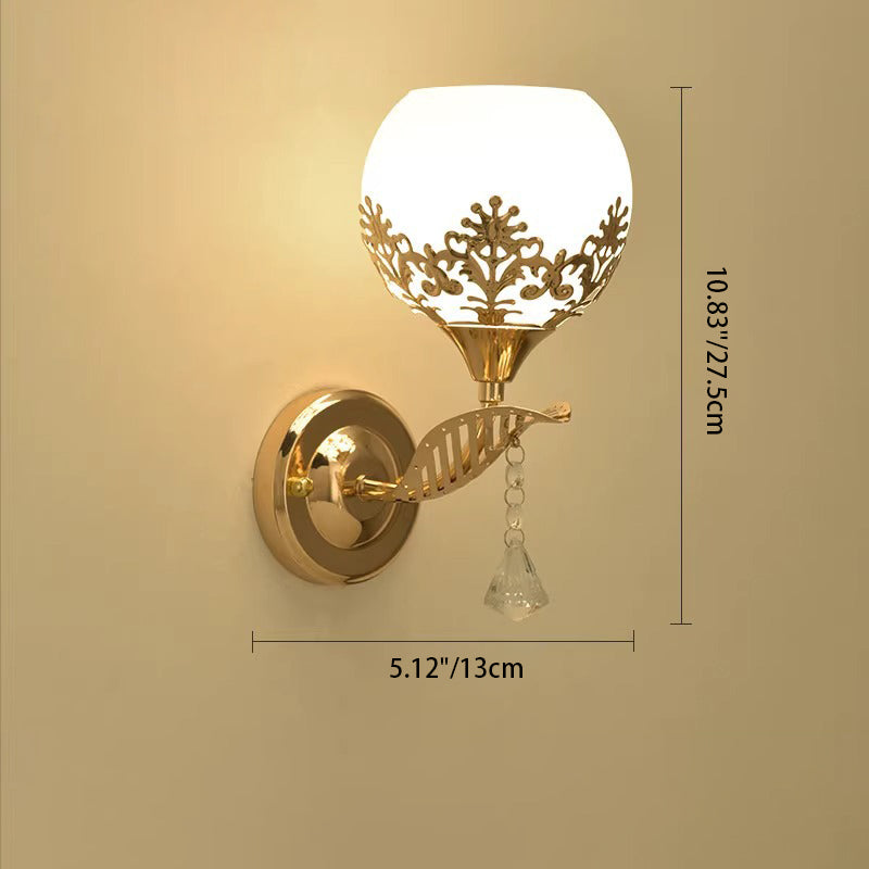 Moderne Minimalistische Runde Blumen Eisen Glas 1-Licht Wandleuchte Lampe für Schlafzimmer