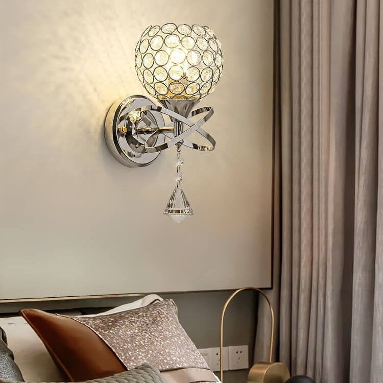 Zeitgenössische kreative Kristallkugel 1-Licht Wandleuchtenlampe für das Wohnzimmer