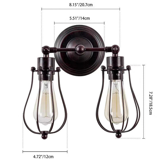 Traditionelle Kolonial Kürbis Eisen 2-Lampen Wand Sconces Lampe Für Wohnzimmer
