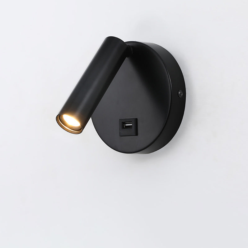 Moderner minimalistischer drehbarer Zylinder Aluminium Eisen LED Wandleuchte Lampen für Wohnzimmer