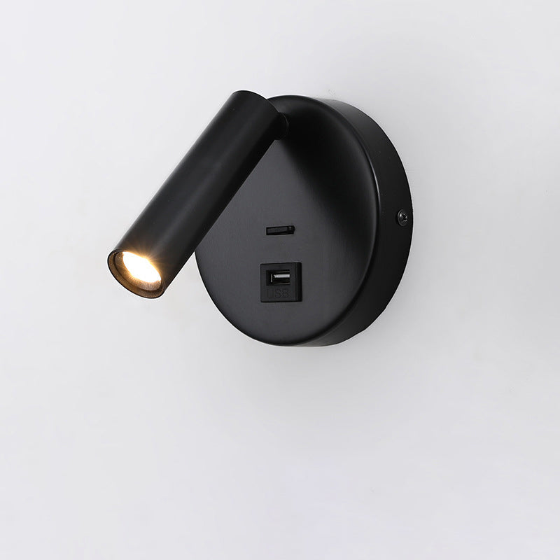 Moderner minimalistischer drehbarer Zylinder Aluminium Eisen LED Wandleuchte Lampen für Wohnzimmer