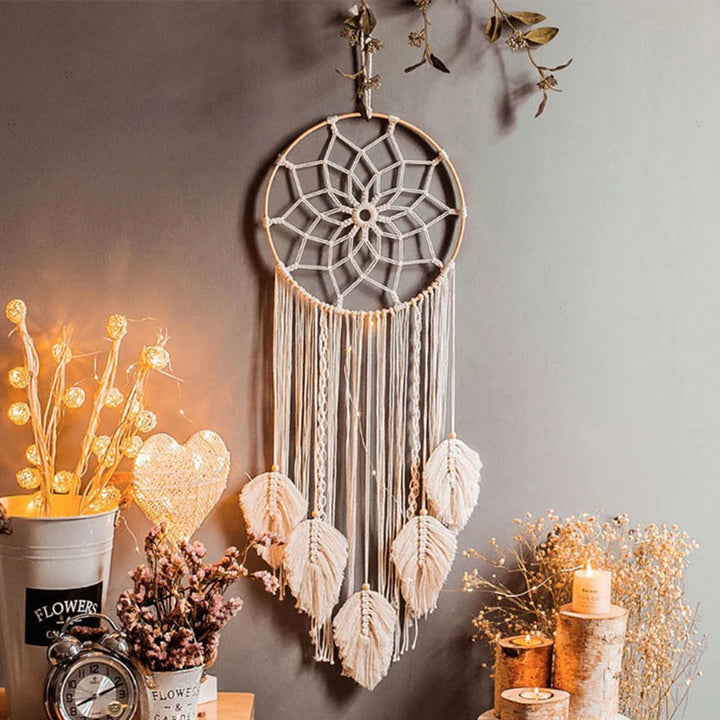 2+1 gratis! Makramee-Wandkunst mit hängenden Blättern – Boho-Dekoration für Ihr Zuhause - makramee