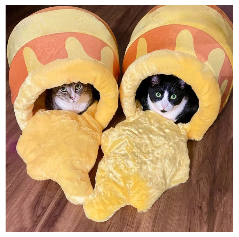 Honigglas-Katzenbett