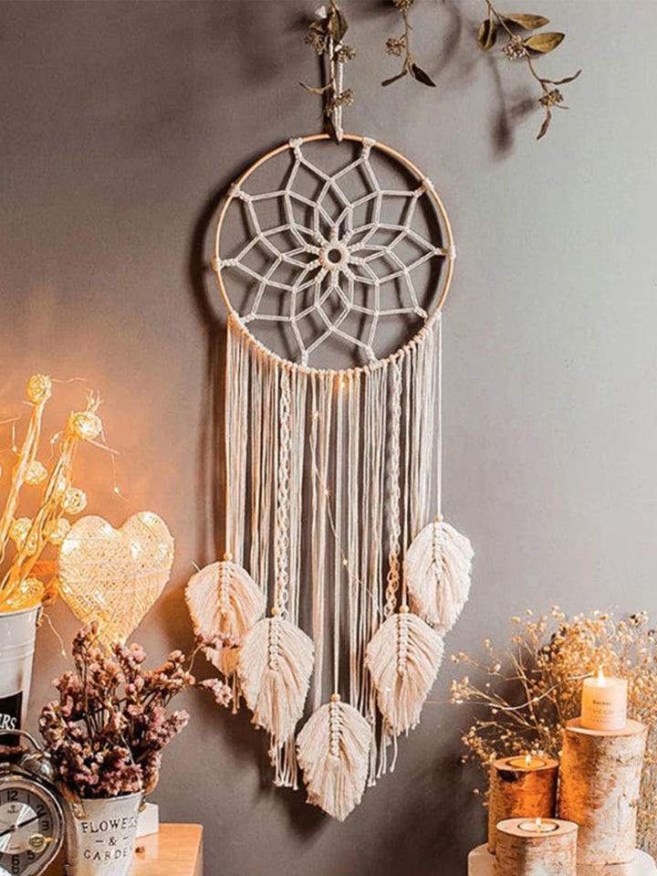 2+1 gratis! Makramee-Wandkunst mit hängenden Blättern – Boho-Dekoration für Ihr Zuhause - makramee