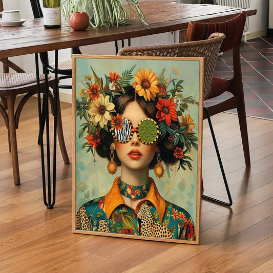 Nordisches Porträt – Boho-Wandbild auf Leinwand