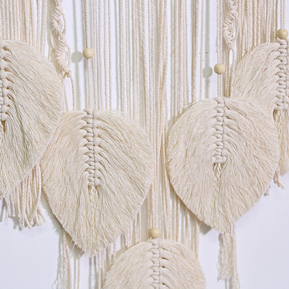 2+1 gratis! Makramee-Wandkunst mit hängenden Blättern – Boho-Dekoration für Ihr Zuhause - makramee