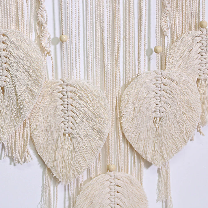 2+1 gratis! Makramee-Wandkunst mit hängenden Blättern – Boho-Dekoration für Ihr Zuhause - makramee