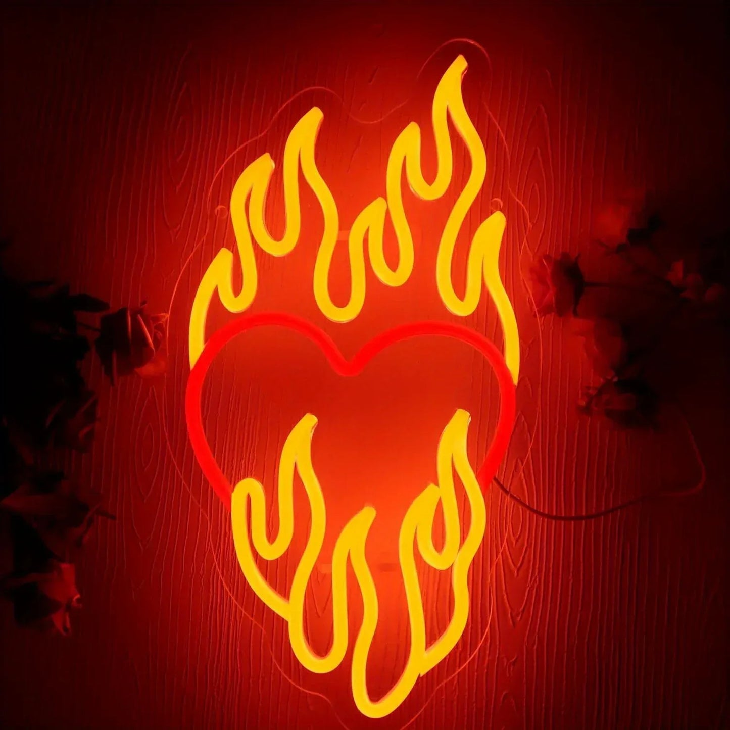 Herz auf Feuer Neonlicht