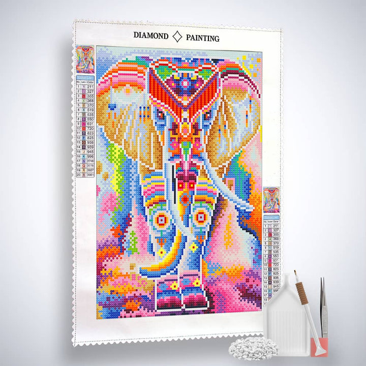 2+1 gratis! |  Diamond Painting Nachtleuchtend - Elefant läuft, Abstrakt