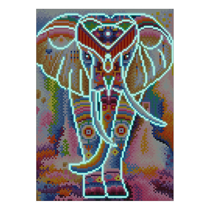 2+1 gratis! |  Diamond Painting Nachtleuchtend - Elefant läuft, Abstrakt