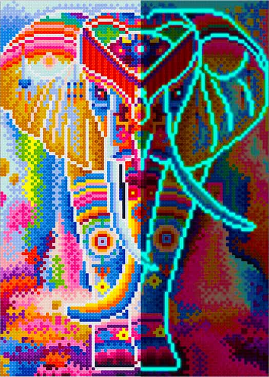 2+1 gratis! |  Diamond Painting Nachtleuchtend - Elefant läuft, Abstrakt