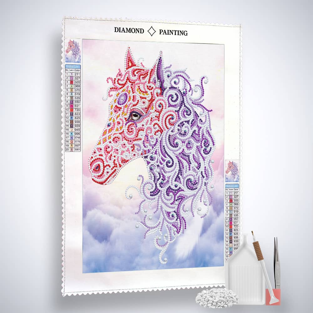 2+1 gratis! |  Diamond Painting Nachtleuchtend - Pferdekopf Abstakt