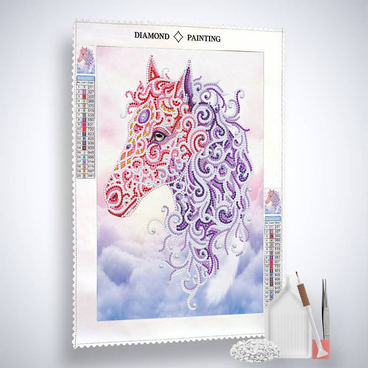 2+1 gratis! |  Diamond Painting Nachtleuchtend - Pferdekopf Abstakt