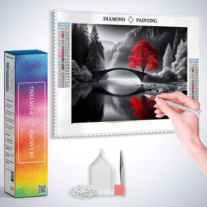 2+1 gratis! |  Diamond Painting - Brücke in Schwarz und Weiß