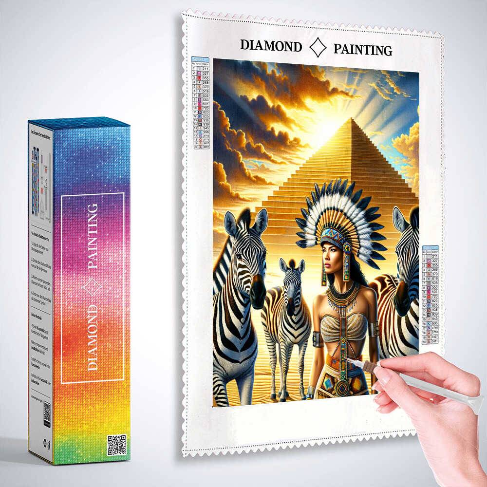 2+1 gratis! |  Diamond Painting - Zebra und Tempel