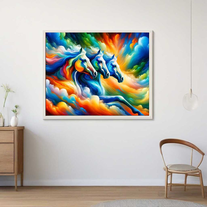 2+1 gratis! |  Diamond Painting - bunte Pferde