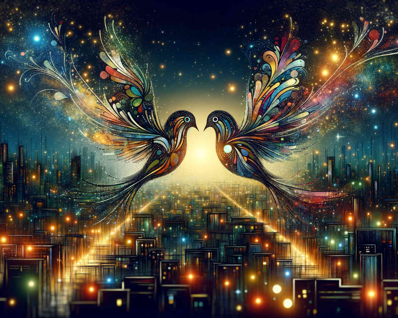 2+1 gratis! |  Diamond Painting - Stadtlampen und Sternengeflüster