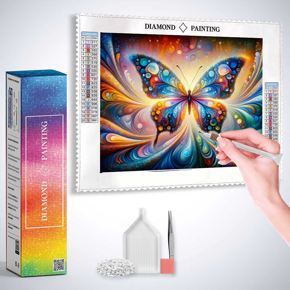 2+1 gratis! |  Farbenfroher Schmetterling auf buntem Hintergrund