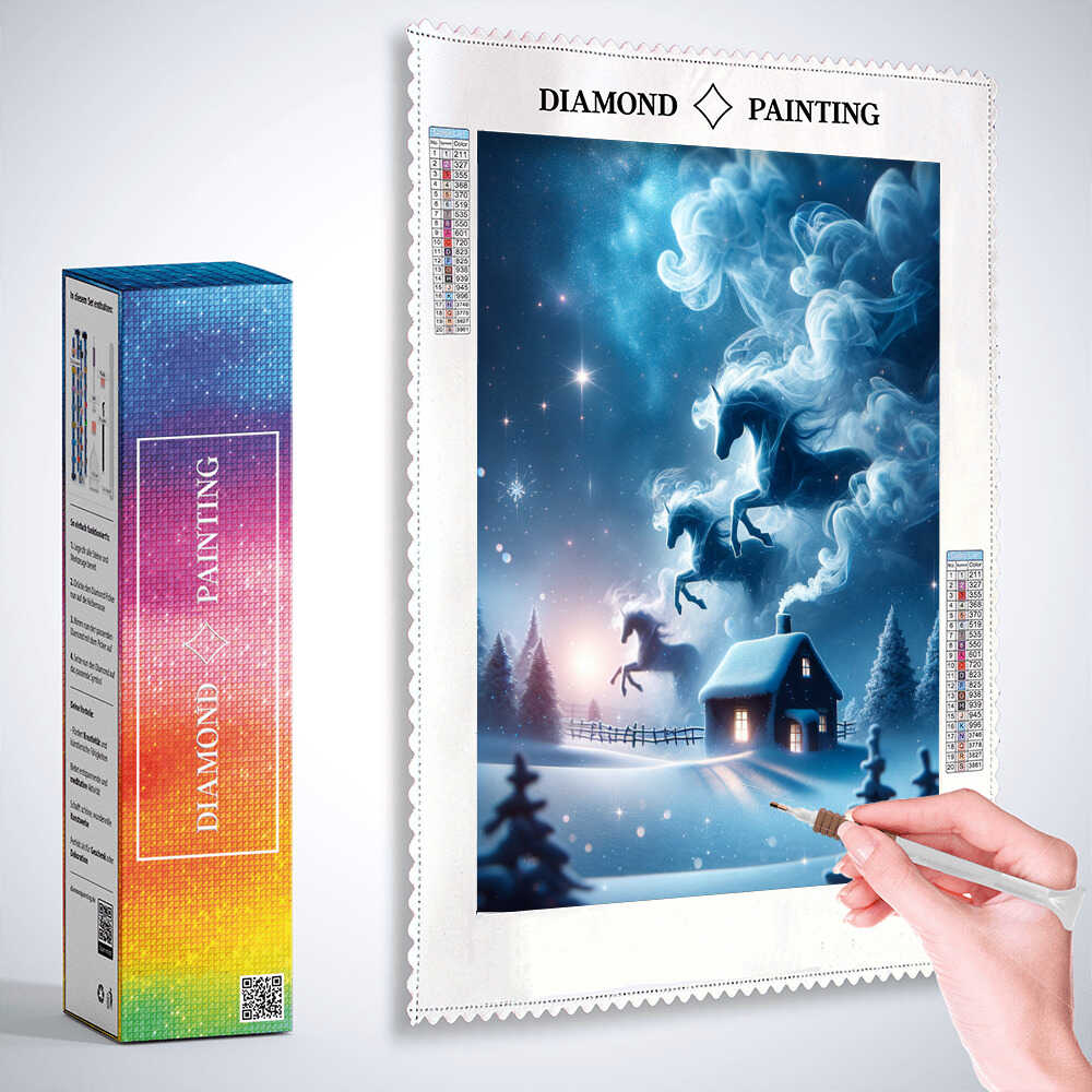 2+1 gratis! |  Diamond Painting - Pferde Rauch Winter