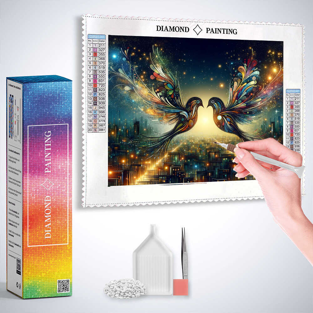 2+1 gratis! |  Diamond Painting - Stadtlampen und Sternengeflüster