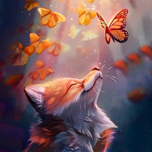 2+1 gratis! |  Diamond Painting - Fuchs und Schmetterling