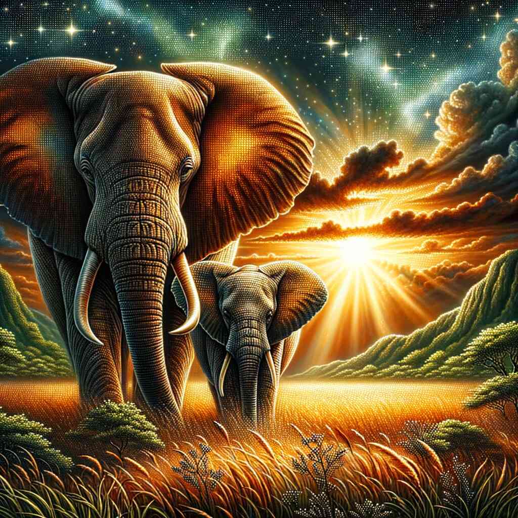 2+1 gratis! |  Diamond Painting - Elefantenpaar Afrika