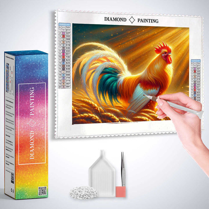 2+1 gratis! |  Diamond Painting - Prächtiger Hahn