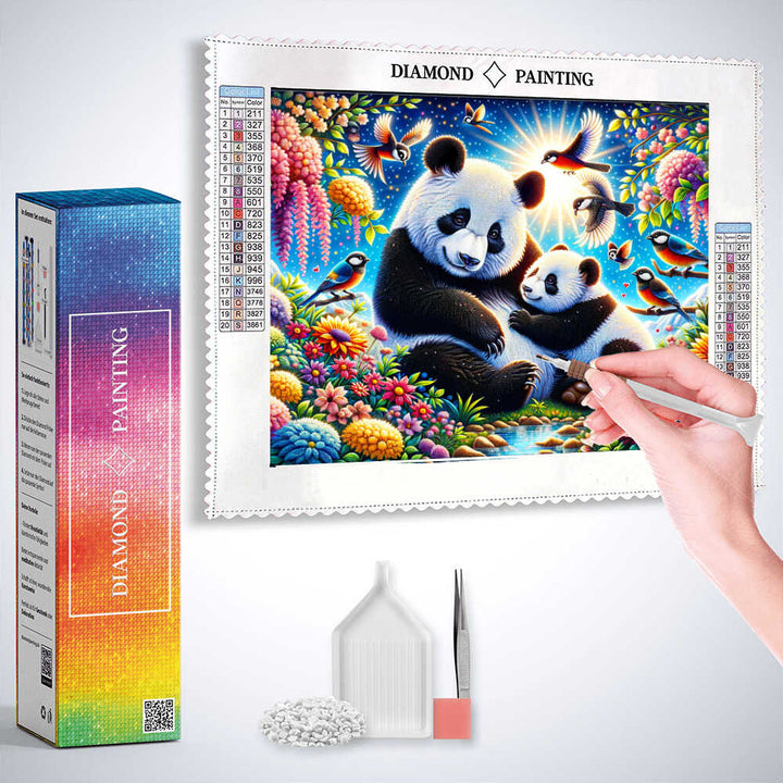 2+1 gratis! |  Diamond Painting - Panda, Mutter mit Kind