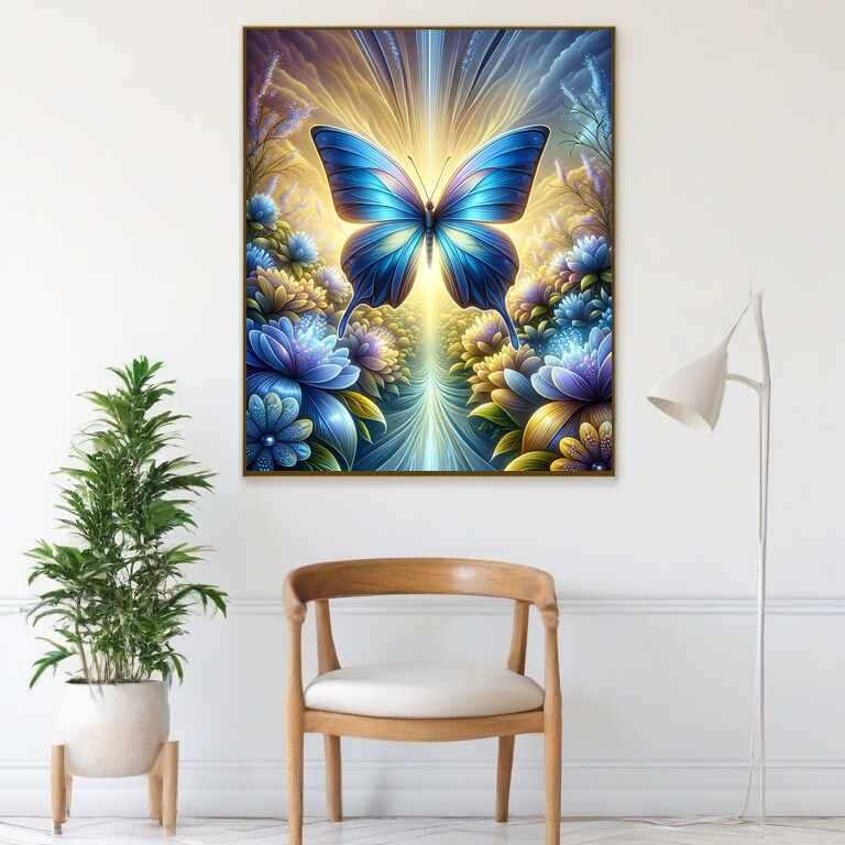 2+1 gratis! |  Diamond Painting - Blauer Schmetterling lange Flügel