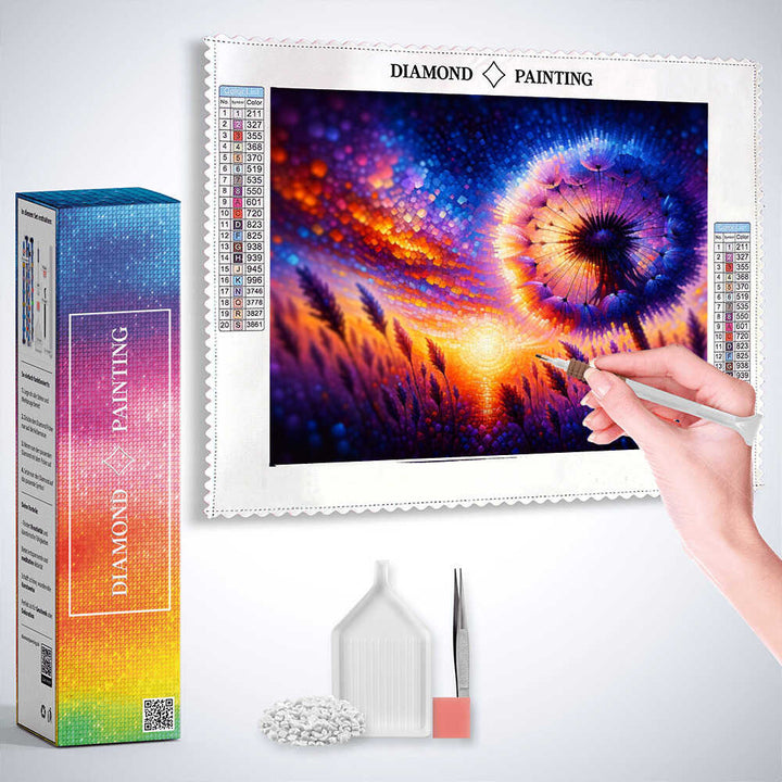2+1 gratis! |  Diamond Painting - Pusteblume im Sonnenuntergang