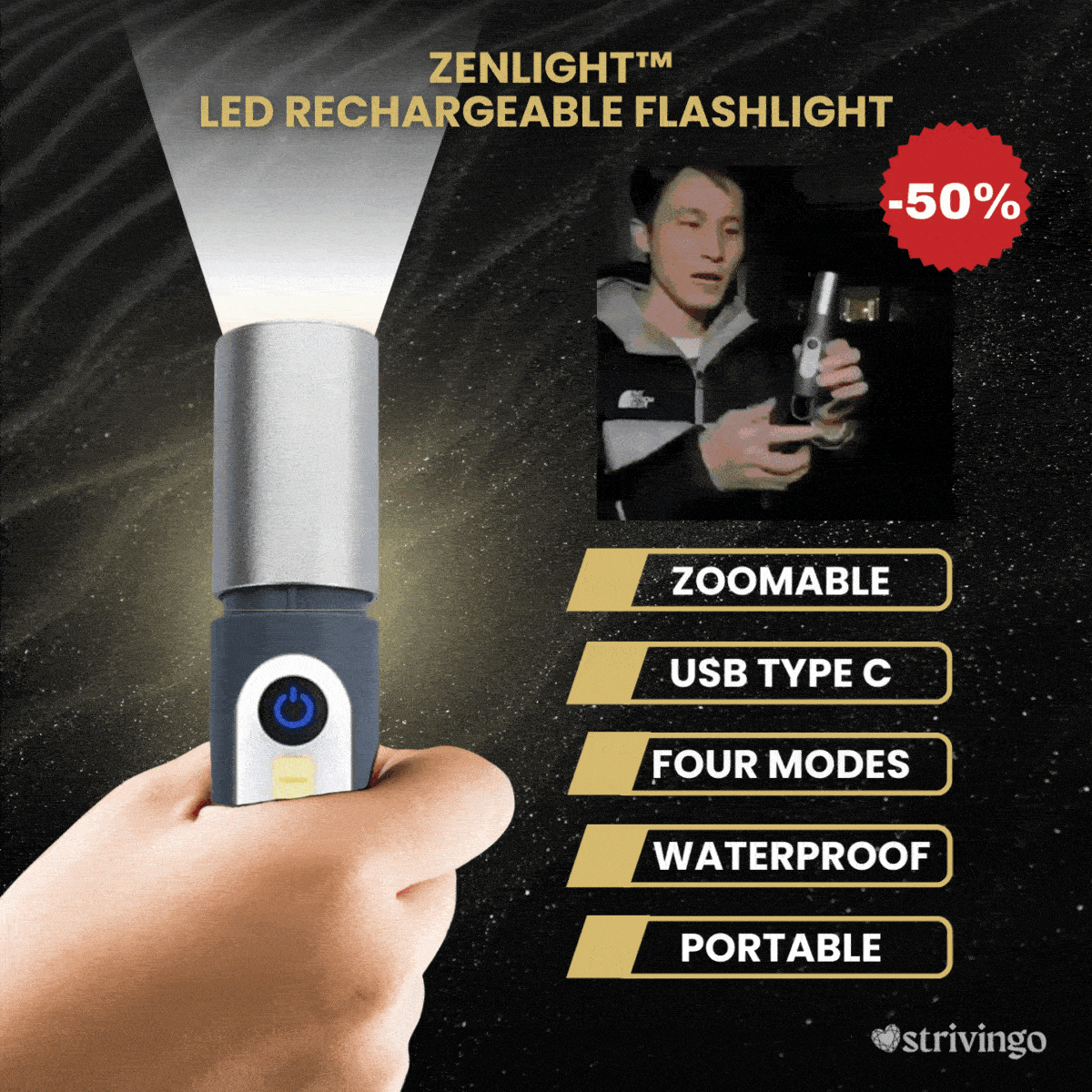 Zenlight™ - Wiederaufladbare LED-Taschenlampe