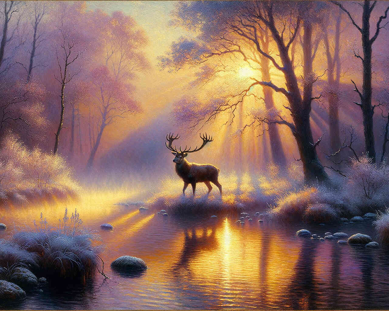 2+1 gratis! |  Diamond Painting - Hirsch im Morgengrau