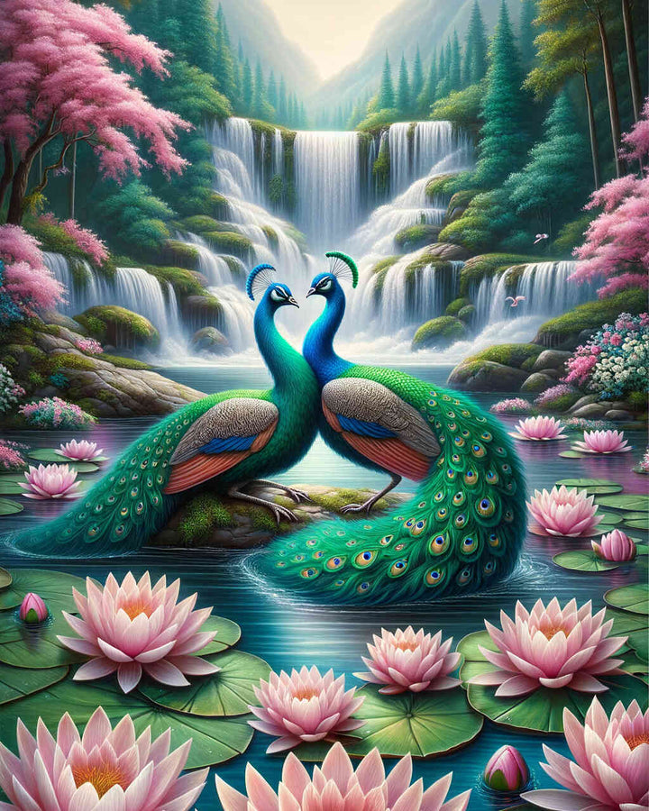 2+1 gratis! |  Diamond Painting - Pfauen, Pärchen